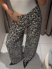 NWT ZARA Z1975 Wide Leg Animal Print Jeans Leopard 1889/154 Size US 4