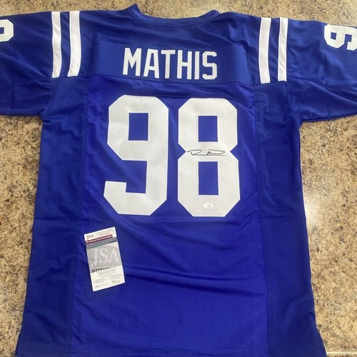Robert Mathis Signed Autographed Indianapolis Colts Blue Football Jersey JSA COA