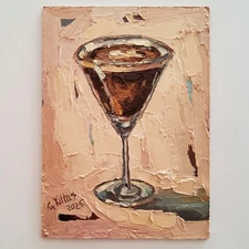 Espresso Martini Original Painting Still Life Oil Art Abstract Modern Artwork