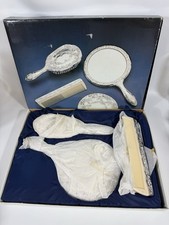 VTG Silver Plated Vanity Dresser 3 Piece Set-Hair Brush, Comb, Mirror NIB As-Is