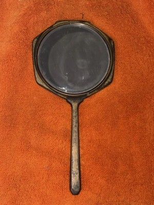 Vintage Art Deco Handspiegel goldfarben achteckig verziert