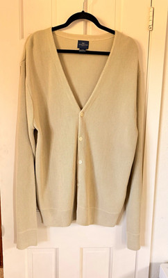 Dockers Golf Men s Large Beige V-Neck Button Front Knit Cardigan Sweater