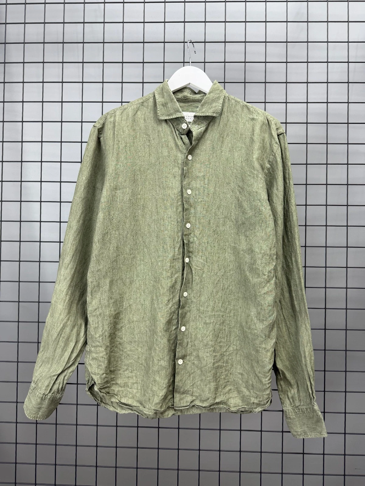 Pelikamo Made To Measure 100% Linen Shirt Olive Green Long Sleeve mens size XL
Opens in a new window