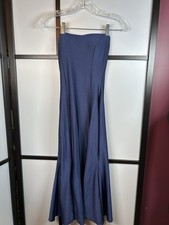 Windsor Satin Strapless Formal Dress Navy Blue Prom Gown Mermaid Wedding Size XS