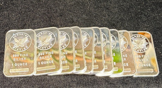 Lot of 10 Sunshine Mint 1 oz .999 Silver Bars Ten Troy Ounces Total (ii)