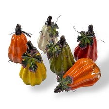 6x K&uuml;rbis aus Keramik, Herbstdekoration, Halloween-Deko &Oslash; 6cm H 10cm