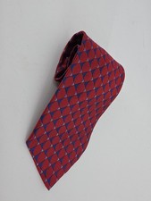 Tommy Hilfiger Tie Necktie Mens Burgundy Navy Geometric Italian Silk Made In USA
