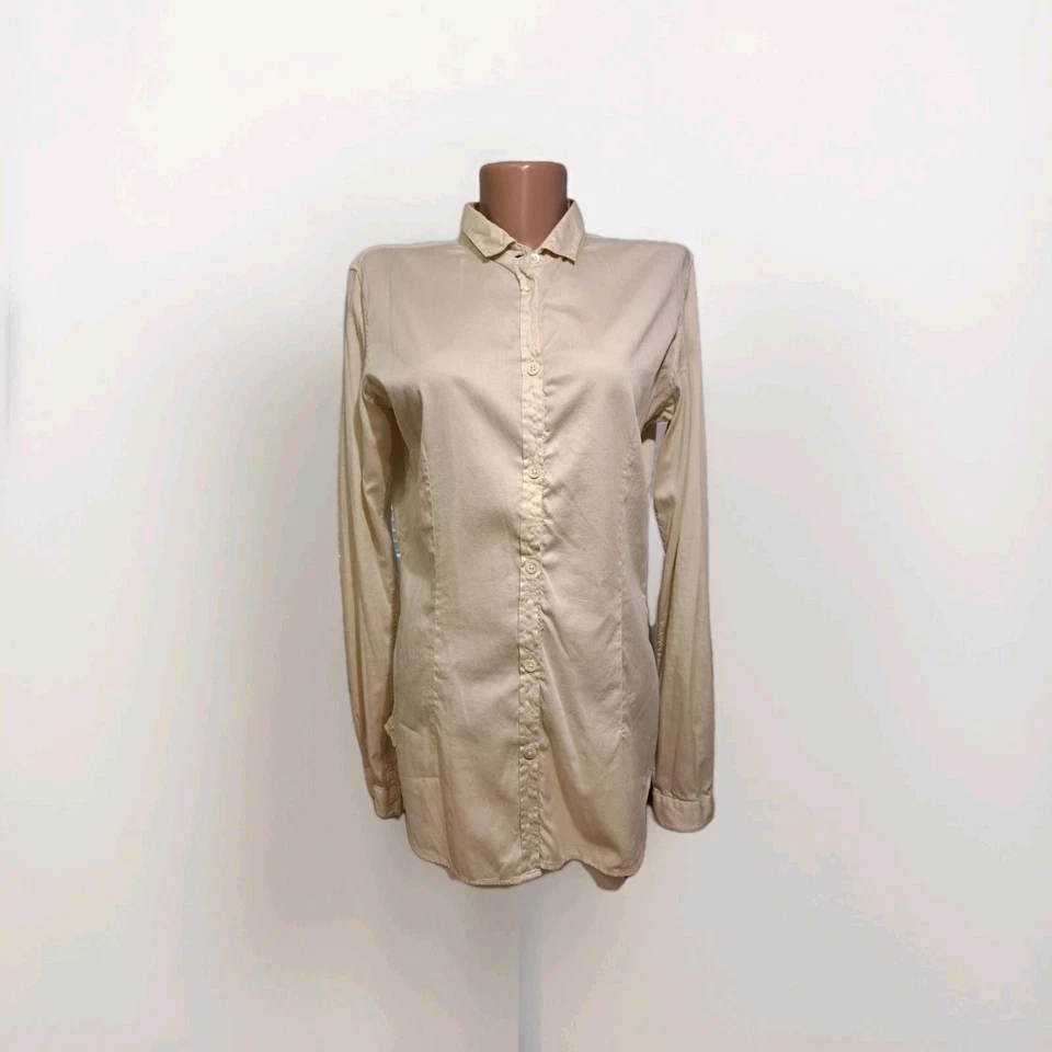 Mauro Grifoni Women’s Slim Fit Shirt Blouse Ivory Cotton Stretch Size IT 44 ( M) - Image 2 of 4