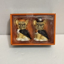 Jack-o’-lantern Lane Halloween DOG Salt And Pepper Shakers Set Ceramic New