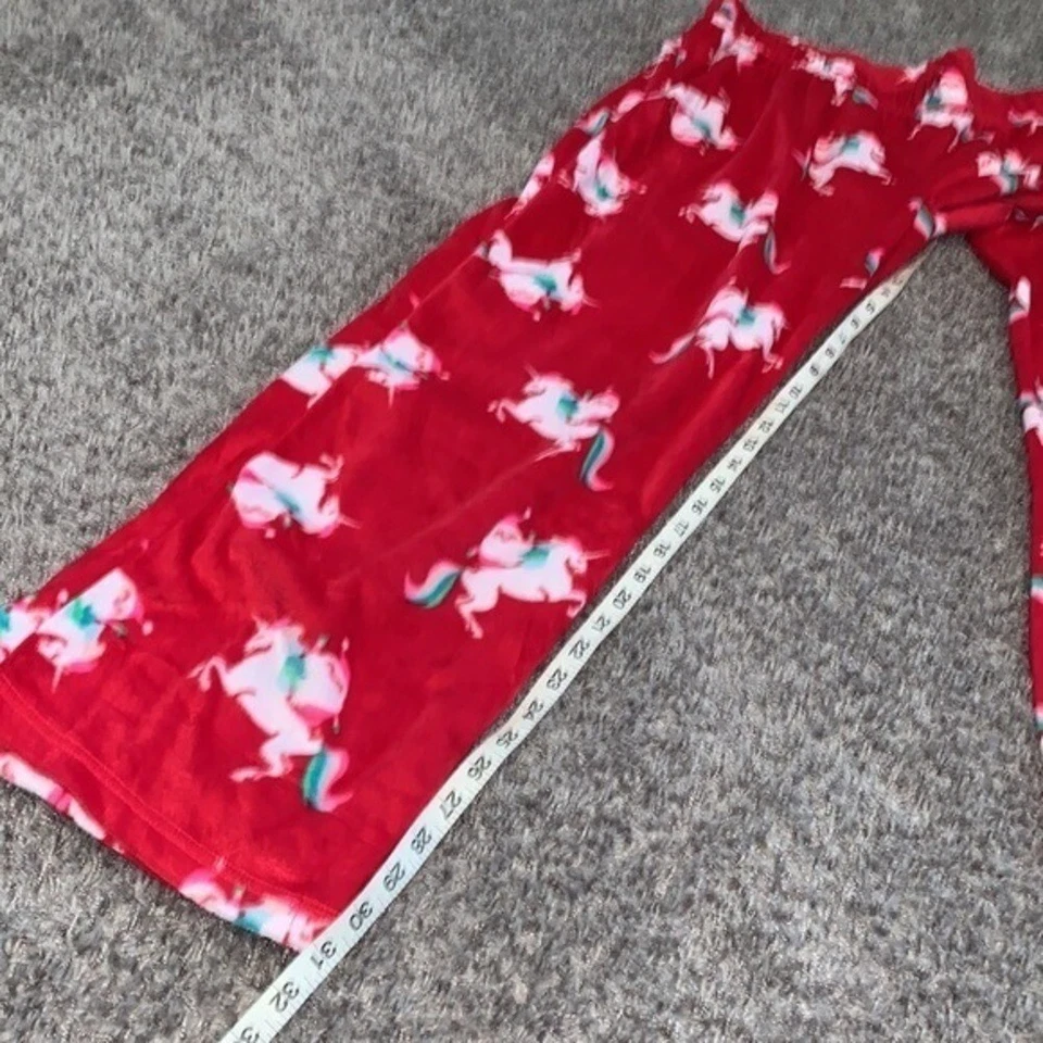 Flirtitude XL Ropa de dormir Pijama Pantalones Rojo Unicornio Felpa Salón Pantalones Foto 3 de 4