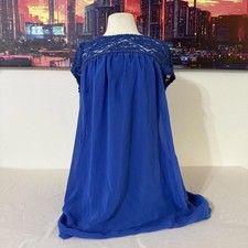 As U Wish Blue Short Sleeve Dress with Lace Details Size Large 