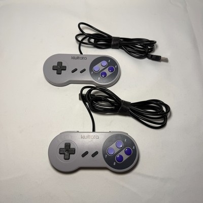 2x USB SNES-Style Controllers Kiwitata PC Retro Gaming Wired Gray Tested Working