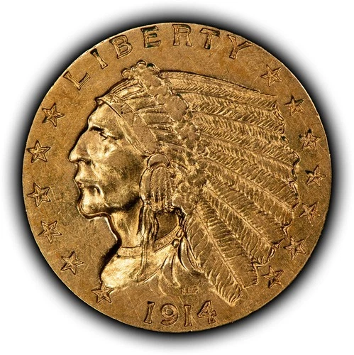 1914-D G$2.50 Indian Head Gold Quarter Eagle - Authentic US Coin - AU - G6026
