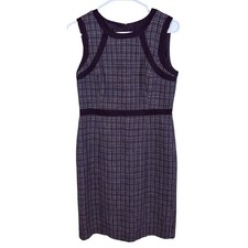 Talbots Sheath Dress 4 Navy Blue Tweed Sleeveless Corporate Academia Old Money