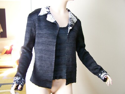 ALBERTO MAKALI 2 PIECE BLACK JACKET SHELL SET KRINKLE POLYESTER BLEND LARGE L
