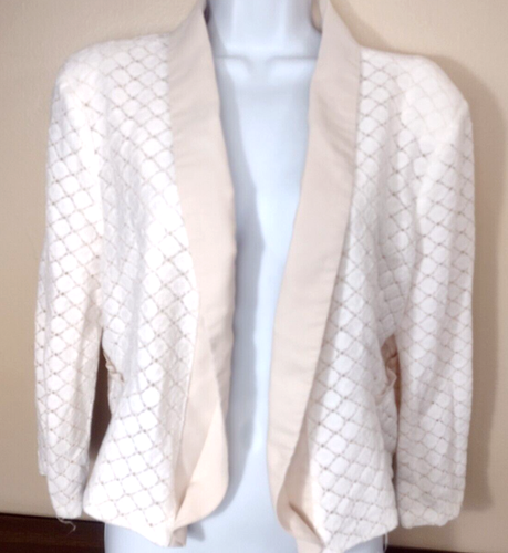 Charming Charlie Jacket Ivory Eyelet Texture Blazer Women's Size XL