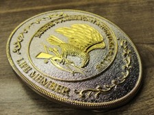Vintage North America Hunting Life Membership Belt Buckle Gold Tone Silver Tone