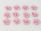 12 pcs Pink Porcelain Ceramic Roses Flowers Rose Heads VTG Cabochon Cameos 27mm