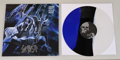 Slayer Reign In Blood Tour Three Way Stripe White/Black/Blue Vinyl LP Record new