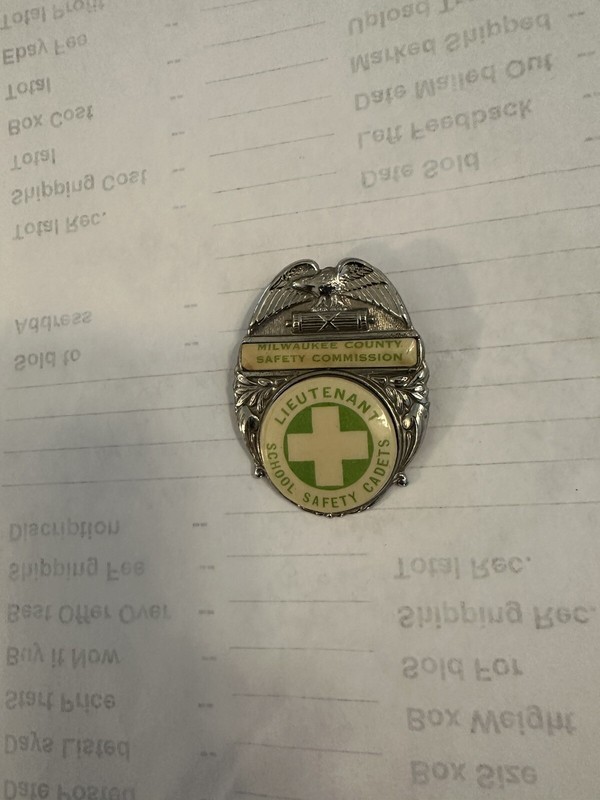 Vintage Badge Milwaukee Safety Commission Lieutenant School Safety Cadets