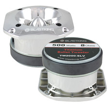 Blastking TW2000-SLV 500 Watts 4x4 inch 1.5 inch VC Titanium Bullet Tweeter Silv