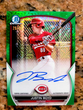 2023 Bowman Chrome Justin Boyd #BMA-JB Green Mega Refractor Auto #'d 29/99 Reds