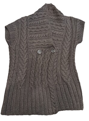 Like Love Sweater Vest Alpaca Wool Blend Brown Medium Snap Closure Stretchy Soft