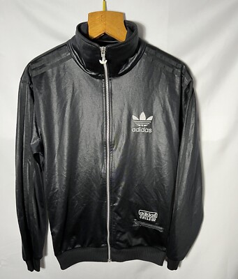 Adidas Chile 62 Felpa lucida Tuta Nero Argento Taglia S Uomo