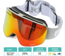 BoLLfo Ski Goggles Unisex Magnetic Double Layer Polarized Lens Anti-fog UV400