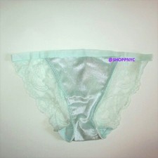 VICTORIA'S SECRET Shine Velvet Lace String Bikini Panty Size XL Very Soft Mint