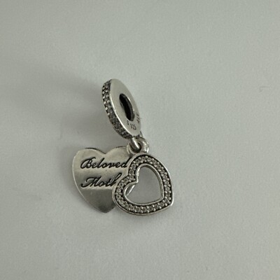 BELOVED MOTHER Genuine PANDORA Silver HEARTS Dangle