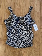 Swimsuits For All Black Cream Floral Tankini Womens Size 16 NWT Swim