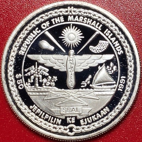 1991 MARSHALL ISLANDS 50 $ PROOF 1 OZ SILBER KAWASAKI HIEN JAPANESE FIGHTER PLANE - Bild 2 von 2