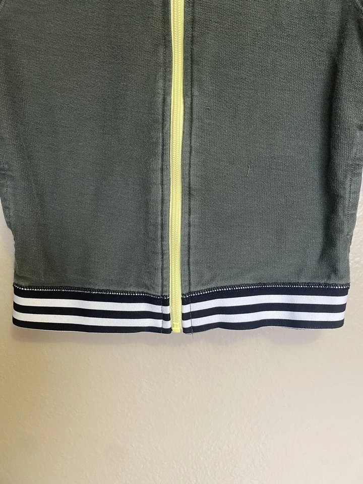 Chaqueta bomber con cremallera verde amarillo a rayas felpa francesa talla 5 Tea Collection para niños Foto 3 de 4