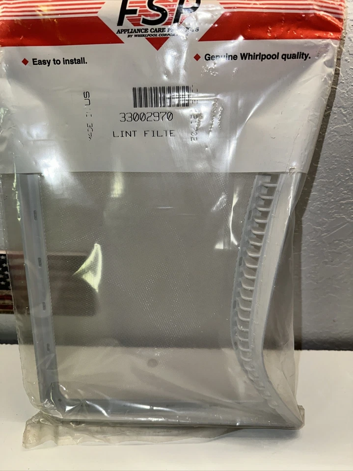 33002970 FSP Genuino Whirlpool Calidad Secadora Pelusa Filtro NUEVO Hecho en EE. UU. Foto 3 de 4