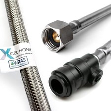 WRAS-Approved Flexible Connector, PushFit with Isolation Valve 15mm x 1/2" BSP