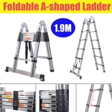 Stainless Steel 3.8M A Frame Folding Telescopic Ladder Extendable Loft Ladders