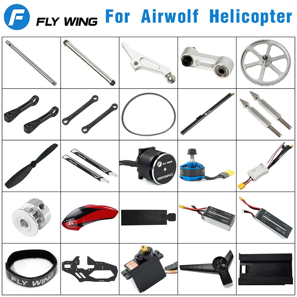 Fly Wing Airwolf RC Helicopter Parts Original Main Blade Motor Servo ESC Battery - Image 3 of 4