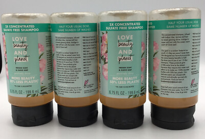 Lot Of 4 Love Beauty and Planet Shampoo -Indian Lilac and Clove Leaf