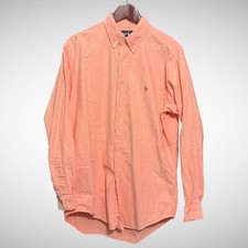 Polo Ralph Lauren Shirt Mens Medium Solid Orange Long Sleeve Button Down