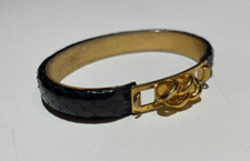 Vintage Gucci Armreif Armband vergoldet Schlangenhaut schwarz Made in Italy