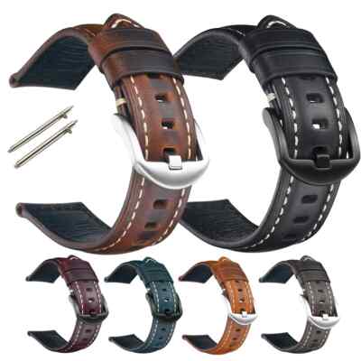 Retro Watch Strap 18 20 22 24 26mm Quick Release Pins Genuine Leather Watch Band