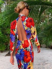 New Rixo Rose Diana Floral Silk Dress Size M UK 12