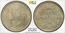 1901 Canada 10 Cent - About Uncirculated, PCGS AU 53