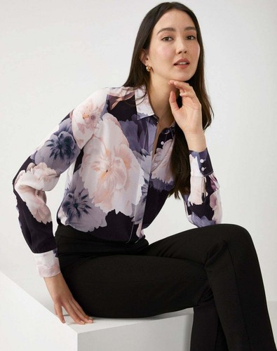 Pure Collection Washed Silk Blouse - Mono Floral - Size: UK 10 - RRP £140  5052265714753 | eBay