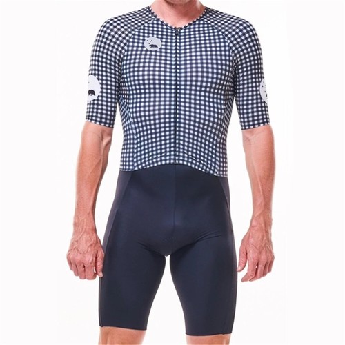 Mens Triathlon Suit Jumpsuit Cycling Aero Skinsuit Short Sleeve Road Bike Racing - Picture 7 of 24