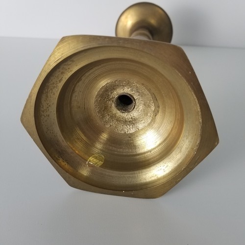 VINTAGE Messing 10,5 Zoll Kerzenständer Sechseck Sockel Kegel Hochzeit Klassiker - Bild 6 von 6