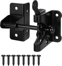 Heavy Duty Self-Locking Gate Latch for Wooden Fence, Post Mount, Black
