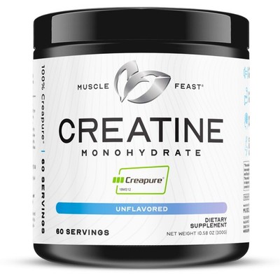 Muscle Feast Creapure Creatine Monohydrate Powder, Vegan 300 Gram, Unflavored 