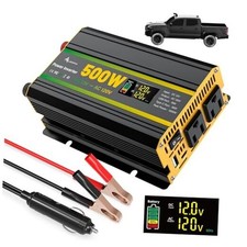 Power Inverter for Vehicles, Car Power Inverter with 2 AC 500 Watt Black